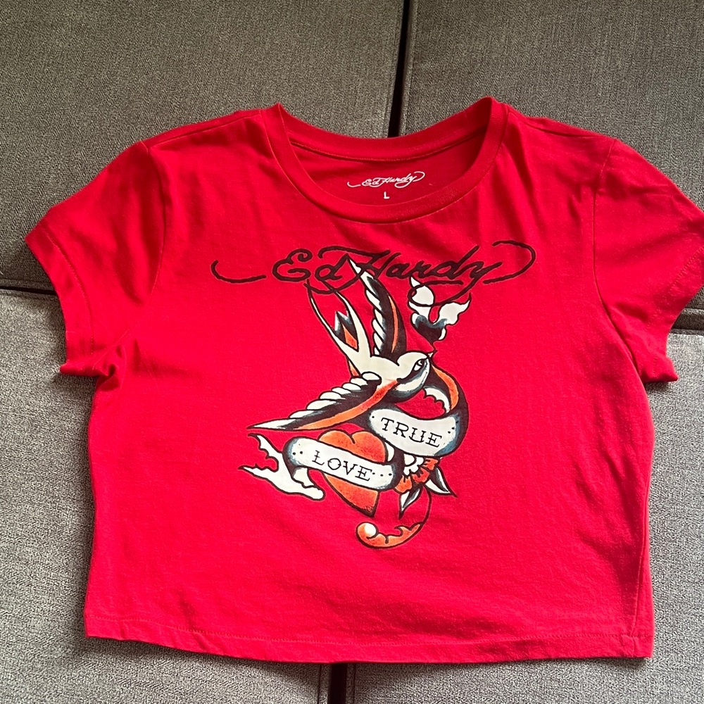 Ed Hardy Kids Red Tee with Graphic Design